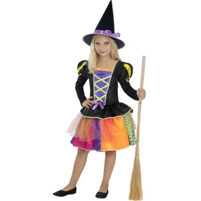 Image of Funidelia Magic Witch Costumes for girl Wizards Halloween Horror Costume kids accessory fancy dress &amp; props carnival parties Size 5 6 years Black