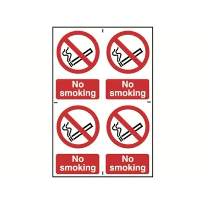 Image of Scan SCA0552 Self adhesive PVC sign No smoking 4 Small Signs 200 x 300mm