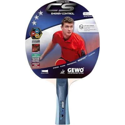 Image of GEWO CS Energy Control Concave Adult Bat/Developed by Christian Sweet Table Tennis Bat, Grey/Blue