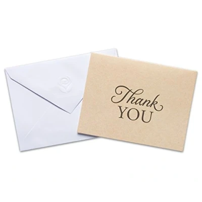 Image of American Greetings Thank You Cards with Envelopes, Brown Kraft Style (50 Count)