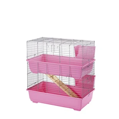 Image of Little Friends Double Tier Rabbit Cage, 80 cm, Pink