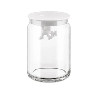 Image of Alessi Storage Jar Gianni A Little Man Holding On Tight 900 ml White