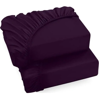 Image of Utopia Bedding Fitted Sheet 140 x 200 cm (2 Pack), Purple Deep Pocket 14 inch (35 cm) Easy Care Soft Brushed Microfibre Fabric Shrinkage and Fade Resistant Bottom