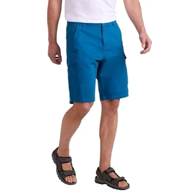 Image of Mountain Warehouse Lakeside Mens Shorts 100% Durable Twill Cotton Cargo Shorts, 6 Pockets for Walking, Running, Hiking &amp; Camping Teal Men&#039;s W40