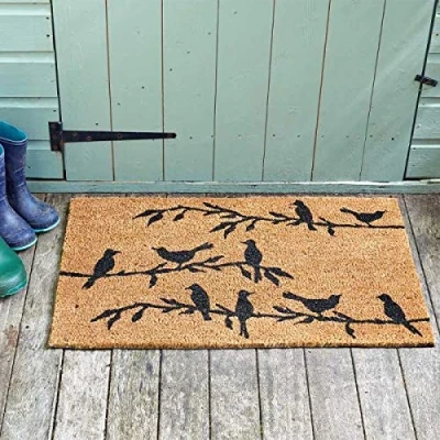 Image of HomeZone Various Designs Decoir Doormat Door Mat Natural Look Slip Resistant PVC Backing Safe Anti Indoor Outdoor Use (Bird Song)