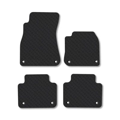 Image of 5mm Rubber Car Mats Compatible With VW Touareg (2018+) Tailored Fit Floor Set Accessory Custom Anti Slip Backing Heavy Duty Waterproof Easy Clean Durable Weather Full Coverage Clips