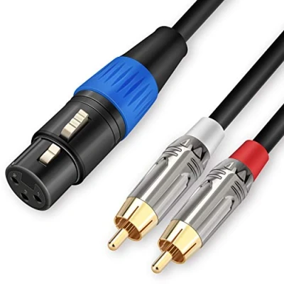 Image of JOLGOO Unbalanced XLR Female to Dual RCA Y Splitter Breakout Cable, 1 2 Male Cable Adapter Cord, 3 Meters