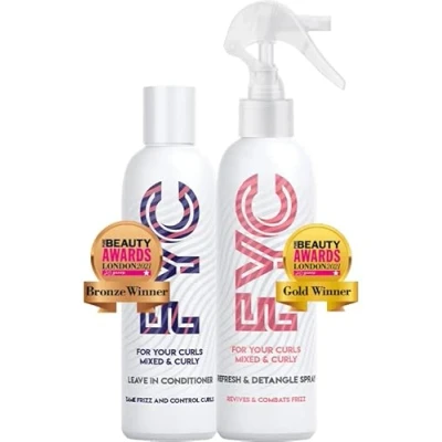 Image of FYC Styling Bundle. 2 x 250ml Curly Hair Products. Includes Leave In Conditioner for and Refresh &amp; Detangle Spray