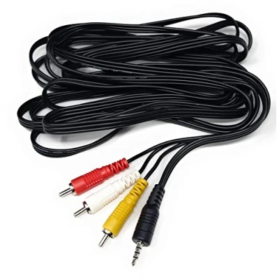 Image of DRUT 5m 3.5mm 4 Pole Jack Plug to 3 x RCA Phono Composite Audio Video AV AUX Lead Cable 16.5ft
