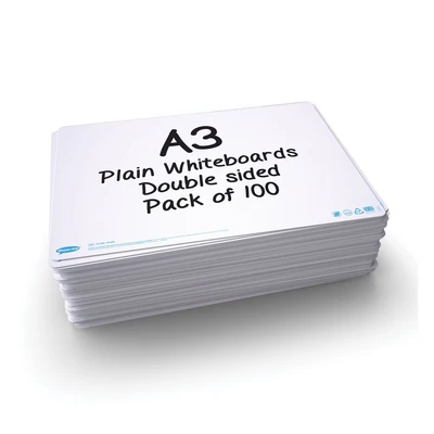 Image of Show me Drywipe Boards Plain/Plain A3 (Pack of 100) A3P100
