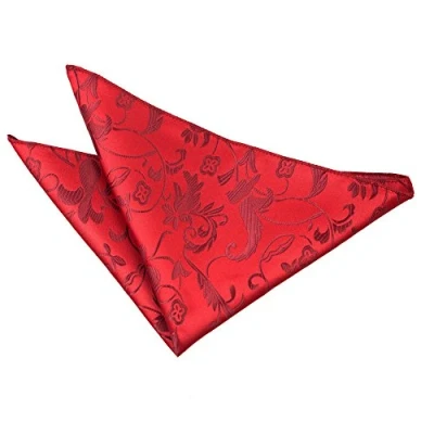 Image of DQT Men Red Solid Plain Stripe Floral Paisley Polka Dot Pocket Square Burgundy