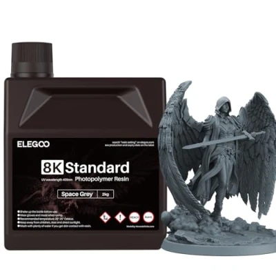 Image of ELEGOO 8K 3D Printer Resin, Standard Photopolymer Resin 405nm UV Curing Best for 8K/9K/12K/14K/16K LCD Space Grey 2000G