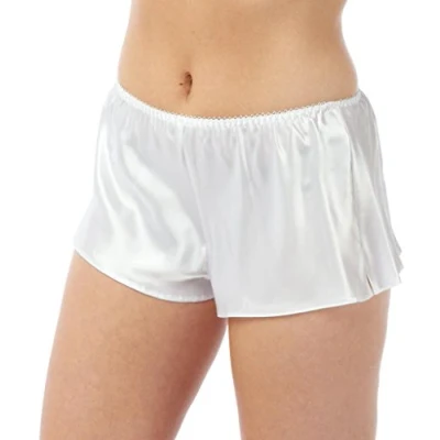 Image of BHS Ladies Boxer Style Satin French Knickers White Cream Black Sizes 8 22 (8, White)