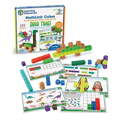 Image of Learning Resources MathLink Cubes Kindergarten Math Activity Set: Dino Time!