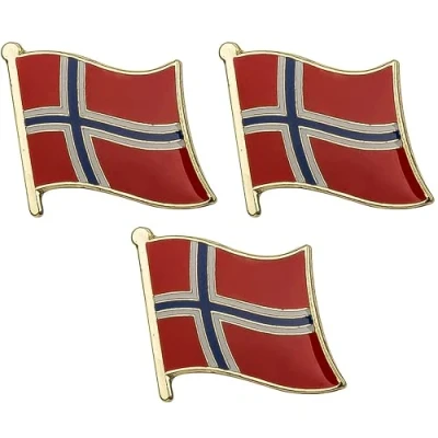 Image of 3 X Norway National Flag Metal Enamel Pin Badge Lapel