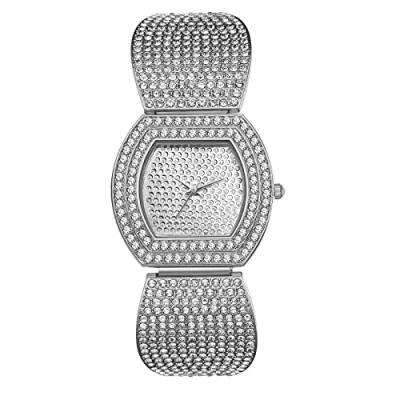 Image of JewelryWe Men Women Iced Out Watch Fashion Luxury Full Diamond Watches Gold/Silver Quartz Analog Wristwatch Ladies Dress