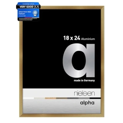 Image of nielsen Alpha Photo Frame 18x24cm Aluminium Picture Frame, Amber with Protective Float Glass and Push Turn Clips Brushed
