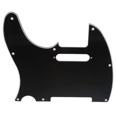 Image of Musiclily Left Handed 8 Hole Guitar Tele Pickguard for American/Mexican Made Fender Telecaster Standard Modern Style, 3Ply Black