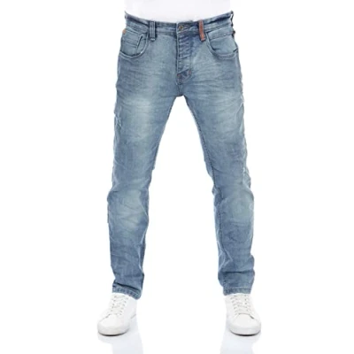 Image of riverso RIVCaspar Men&#039;s Stretch Slim Fit Jeans Trousers Denim Black Blue Grey 29 30 31 32 33 34 36 38, Middle (D257), W/34 L