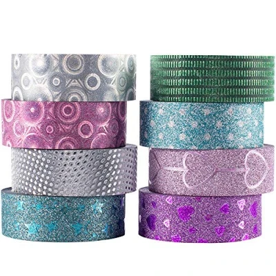 Image of YUBX Washi Tape Set Glitter Decorative Tapes Gold Silver Foil Masking Sets for Craft, Kids, Scrapbook, Bullet Journal, DIY, Gift Wrapping