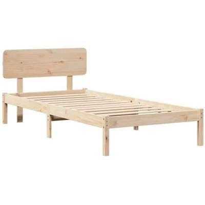 Image of vidaXL Bed Frame with Headboard 90x200 cm Solid Pine Wood