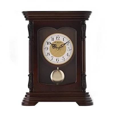Image of WM. Widdop Wooden Mantel Clock With Pendulum
