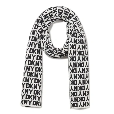 Image of DKNY Women&#039;s Soft Intarsia Logo Scarf Fashion, Ivory, One Size