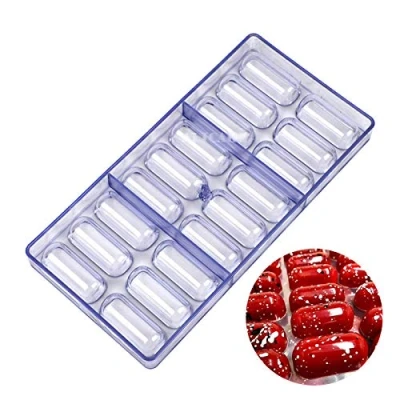 Image of DUBENS Polycarbonate Oval Chocolate Mold, Green, Food Preparation Mold for Baking, Candy, Pastry, Plastic Bakery Tools