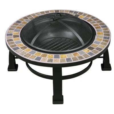 Image of Dellonda 30&quot; Deluxe Traditional Style Fire Pit/Fireplace/Outdoor Heater Slate