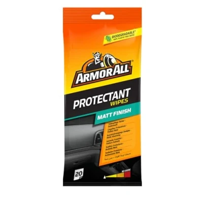 Image of Armor All, 20 Matt Protectant Wipes, Citrus Scent, Suitable For Plastic and Vinyl, Restores your Surfaces Appearance Keeps them Protected, Ideal Car Detailing, Made in the UK