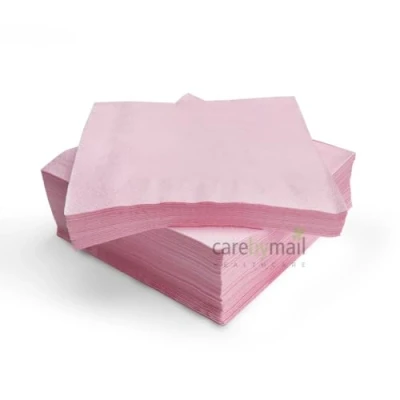 Image of Paper Napkins 33cm x 2 Ply Disposable Napkins/Serviettes 100 Pack CarebyMail (Pink)