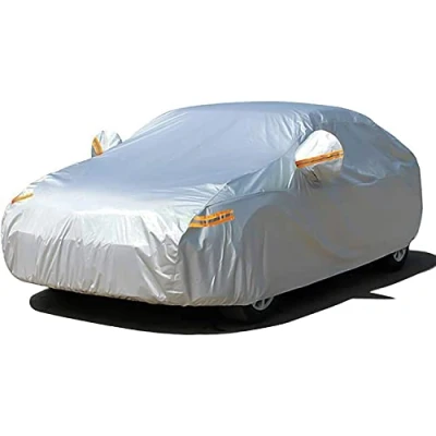 Image of SEAZEN 2 Layers Car Cover Waterproof All Weather, Outdoor Covers for Automobiles with Zipper Door, Hail UV Snow Wind Protection, Universal Full Sedan(Length Up to 200&quot;)