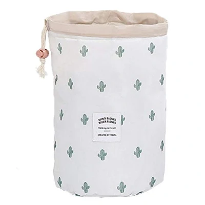 Image of Women&#039;s Drawstring Cylinder Cosmetic Bag Barrel Shaped Makeup Bags Large Capacity Waterproof Travel Portable Organizer for Ladies