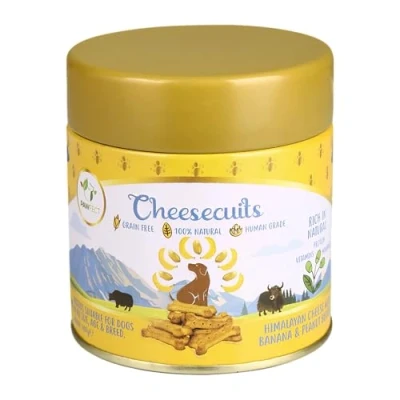 Image of Pawfect Cheesecuits Banana &amp; Peanut Butter l All Natural Dog Treat with Cheese (80%) and Banana, Butter, Egg (20%) Healthy training treats for dogs Grain gluten free (100g/3.53oz)
