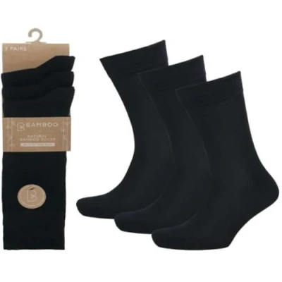 Image of OnlyBee Mens Plain Black Bamboo Socks 3 Pairs