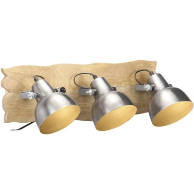 Image of vidaXL Industrial Wall Lamp Silver 68x23 cm E27 Mango Wood