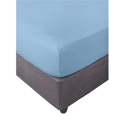 Image of Miracle Home. Fitted Sheet, Elastic, Soft, Comfortable, Anti Pilling. Cotton 50% Polyester. Sky Blue. 90 x 200 cm