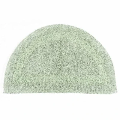 Image of HOMESCAPES Half Round Bath Mat, Luxury 1600gsm Extra Soft 100% Cotton, Reversible Bathroom Mats Non Slip, Washable, Super Absorbent, Quick Dry, Sage Green Semi Circle Rug, 50 x 80 cm