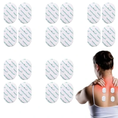 Image of Tens Electrode Pads Oval Shaped Self Adhesive Electrodes (20 pcs) 2.2mm Stud Connection Compatible with Omron Devices
