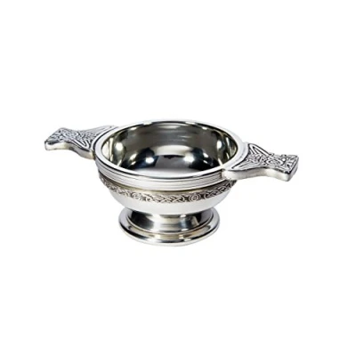 Image of Wentworth Pewter Small Celtic Band Quaich Whisky Tasting Bowl Loving Cup Burns Night