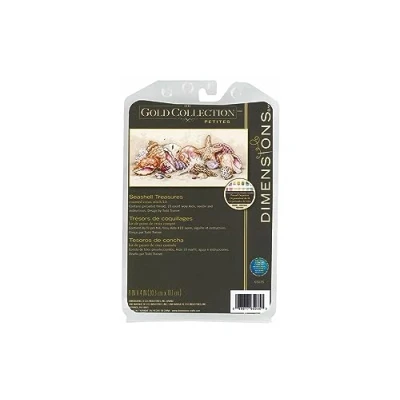 Image of DIMENSIONS Gold Petite Seashell Treasures Counted Cross Stitch Kit 8&quot;X4&quot; 18 Count