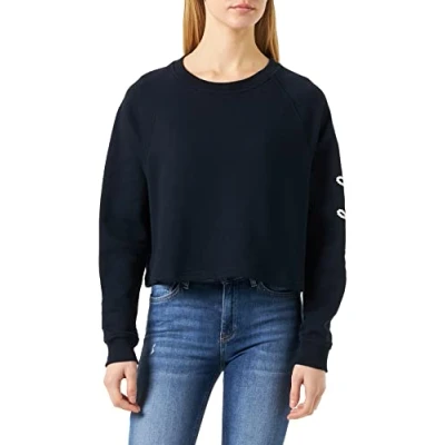 Image of Tommy Hilfiger Women Rope Puff Print Sweatshirt without Hood, Blue (Desert Sky), L