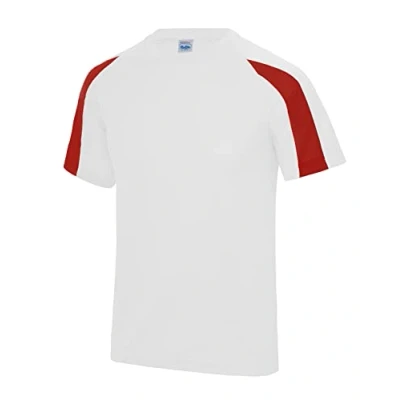 Image of AWDis Contrast Cool T Arctic White/Fire Red