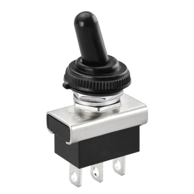 Image of Heschen Metal Toggle switch Flick Flip, KN3D 102, 12V 25A, SPDT ON/ON 2 positon, 3 pin, for Car Dash Light with Waterproof Cap (1)