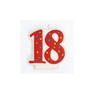 Image of CULPITT Milestone Number Birthday Candle, 58mm Tall Candles for Cakes &amp; Cupcakes, Numerals from 18 60, Colourful Fun Cake Decorations to Celebrate Important Birthdays Red