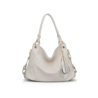 Image of NICOLE &amp; DORIS Women Handbag Large Capacity Shoulder Bags Soft Leather Hobo Bag Fashion Cross Body Top Handle with Tassel Beige
