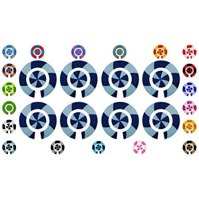 Image of Acclaim Lawn Bowls Identification Stickers Markers 2 Full Sets Of 4 Self Adhesive Graduated Spiral (Navy Blue/Sky Blue)