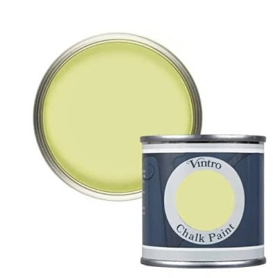 Image of Vintro Paint Yellow Chalk Furniture Shabby Chic Ultra Matt Finish 125ml (125ml, Citron Yellow/Green)