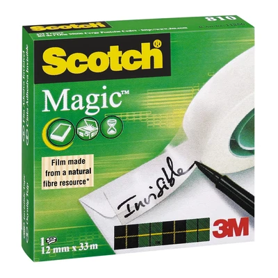 Image of Scotch Magic Tape, 1 Roll , 12 mm x 33 m General Purpose Sticky Tape for Document Repair, Labelling &amp; Sealing
