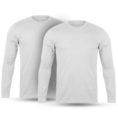 Image of Orbiz Thread Linens 2 Pack Thermal Underwear Mens Full Long Sleeve Vest Top Base Layer Thermals Men Tops Body Warmer Size S XXL White